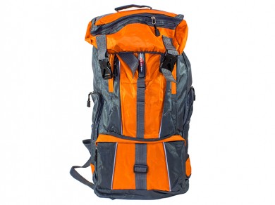 рюкзак /MIFINE/ серо-оранжевый, 5 карманов, с мягкой спиной  55*32*21 см  90л 55037